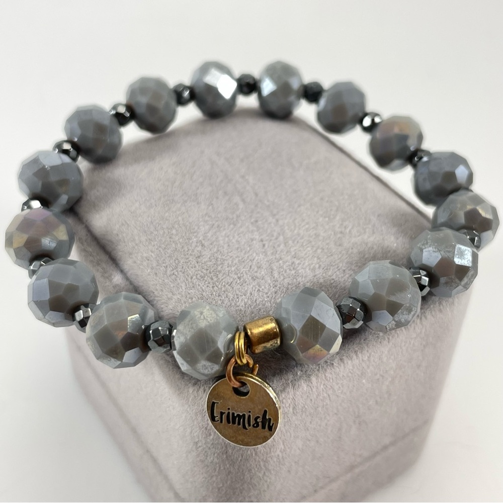 Beautiful Erimish Gray AB Multifaceted Beaded Stretch Bracelet